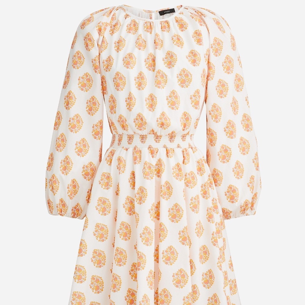 NWT J. Crew Smocked Waist Floral Block Print Mini Dress - XS
